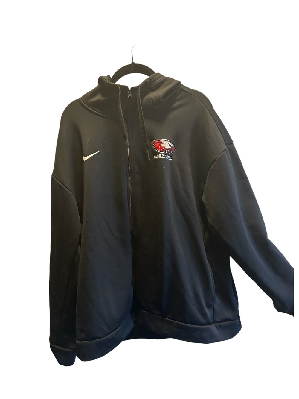 Nike Black Hooded Fleece Jacket with Team Patch Label